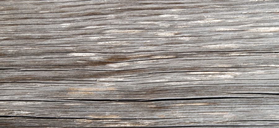 Weathered silver timber boards, close up.